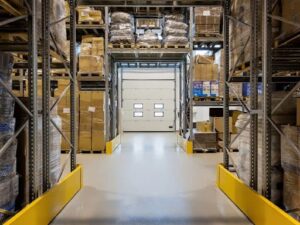 Epoxy flooring installed in a warehouse