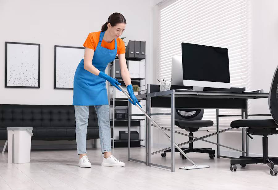 cleaning service woman washing floor with mop office 495423 88379