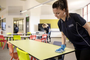 school entrance cleaning